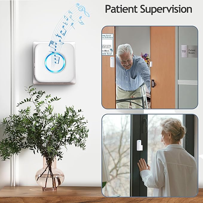 Door Chime, Satisure Door Sensor Chime When Door Opens, Door Entry Alarm for Business/Home/Office/Store with 600 FT Range 58 Chimes 5 Volume Levels LED Indicator (2 Receivers & 3 Sensors)