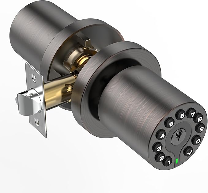 BOTHSTAR Keypad Door Knob with Key, Keyless Code Entry Lock, Auto Lock, 50 User Code, Easy to Install, for Home,Office, Hotel, Bedroom, Garage, Not Deadbolt(Oil Rubbed Bronze)