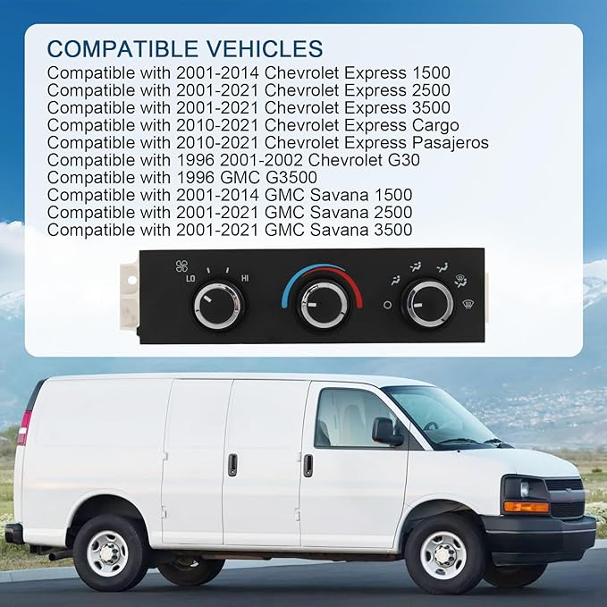 DICMIC Front A/C Heater Climate Control Module Compatible with 2001-2014 Chevrolet Express 1500 GMC Savana 1500 2001-2021 Chevrolet Express 2500 3500 GMC Savana 2500 3500 Replace# 599-293, ‎15773676