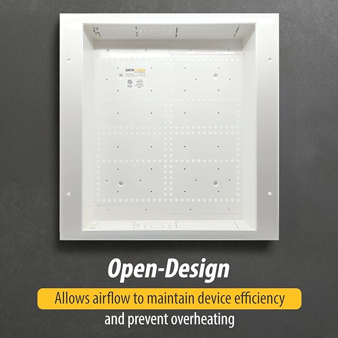 DataComm Electronics 45-8017-1 Multi-Functional Recessed Media Box For Seamless Home & Office Connectivity Solutions, In Wall Box, Hides TV Outlet & Cables (No Receptacle)