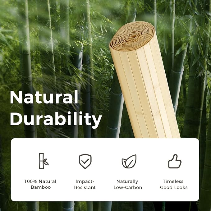 OUZUGIE 2 Pack 96x48 Inch Natural Bamboo Wall Panel – Raw Pole Wrap Paneling for Walls, Ceilings, Cabinets, Furniture – Ideal for Bedroom, Living Room & Office DIY Decor