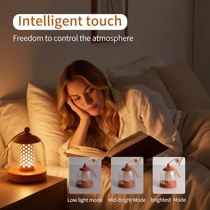 MKLK Camping Lantern, IPX4 Waterproof Touch Control LED Night Light, USB Rechargeable & Long Lasting Battery, Portable Hanging Tent Lamp for Outdoor Camping Hiking Backpacking,Orange