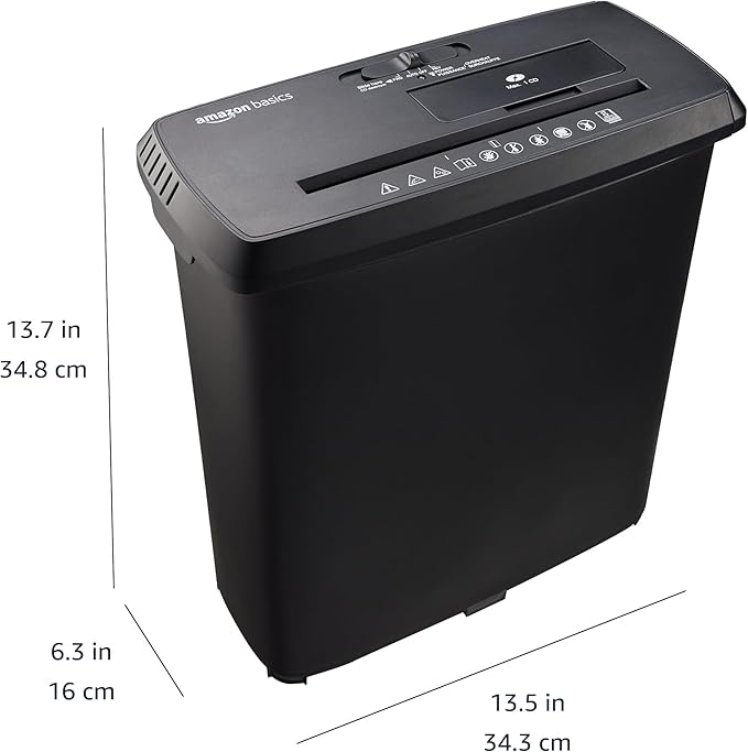 Amazon Basics Paper Shredder for Home and Office, 8-Sheet Strip Cut, CD/ Credit Card Shredder, 3.4 Gallon Wastebasket , Black