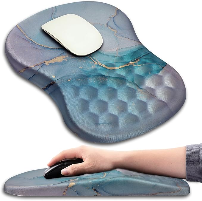 KUOSGM Mouse Pad Wrist Support, Ergonomic Mouse Pad with Massage Dot, Comfortable Computer Mouse Pad for Laptop, Wrist Rest Pain Relief Mousepad with Non-Slip PU Base for Office & Home, 12 x 8 in