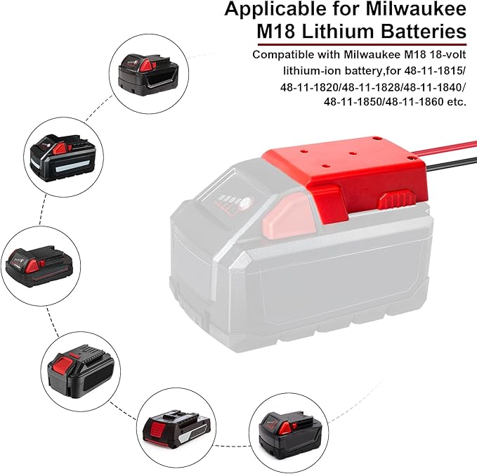 18V to 12V Step Down Converter Aadpter Compatible with Milwaukee M18 Batteries, DC 12 Voltage Battery Power Adapter, 20A 240W Buck Converter Regulator,with Over Discharge Protection, Switch and Fuse.