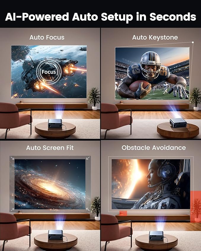 [Official Google TV]Smart Projector 4K Supported with WiFi & Bluetooth, Netflix-Licensed, Outdoor Movie Projector with DoIby Audio, Auto Focus, Home Theater Proyector WIMIUS G1 (Gray, Standard)