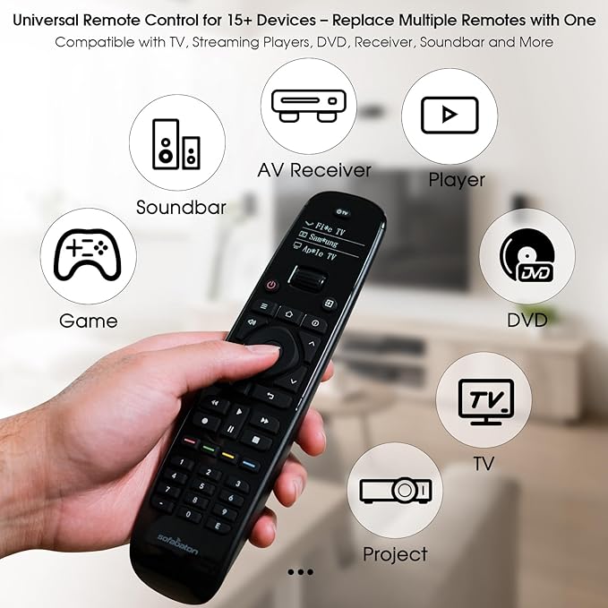 SofaBaton U2 Universal Remote (with Backlight), All-in-One Smart Universal Remote Control with Customized APP for TV/Soundbar/DVD/Blu-ray/Projector and More, Macro Buttons & Extended Infrared Range