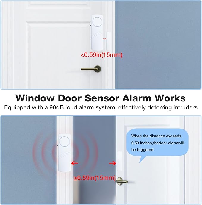 Door Window Alarm, 90DB Door Alarms for Kids Safety, Wireless Sensor Door Window Burglar Alarm-Window Pool Alarms for Home Office House, 20 Pack (9 Pack)