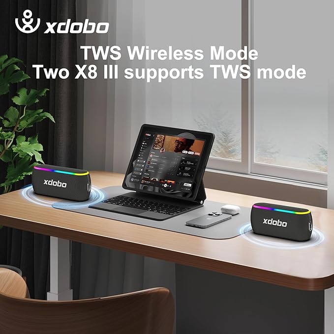 xdobo X8 III Portable Bluetooth Speaker Small Bluetooth Speaker Waterproof: IPX7 Computer Speakers Wireless with RGB Lights for Home/Outdoor/Party/Beach/Birthday Gift