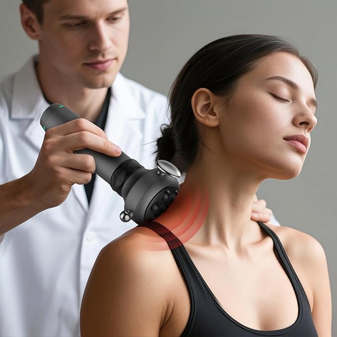 TILAT M1 Max Deep Tissue Vibration Therapy Massage Gun – 6500 RPM Handheld Muscle Massager with Thumb Head for Trigger Point & Full Body Pain Relief, Handheld Chiropractic Massager for Back, Neck