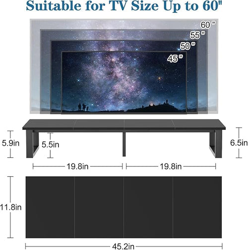 aboxoo 45" TV Riser for 32-60 inch TV, TV Riser Stand Shelf, Tabletop TV Stand Riser, Computer Monitor Table for Home Living Room, Study Office (Black)