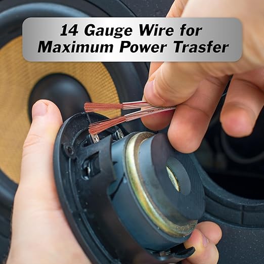 InstallGear 14 Gauge Wire AWG Speaker Wire (100ft - Clear) - Speaker Cable for Car Speakers Stereos, Home Theater Speakers, Surround Sound, Radio, Automotive Wire, Outdoor - Speaker Wire 14 Gauge