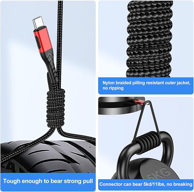 Durcord USB C Cable, Upgarded 2Pack 3ft Fast Charging 3 Feet USB Type C Charging Cord Cable, 3 Foot Type C Charger Nylon Braided USB Cable Compatible with iPhone 15/Pro/Plust/Max/Samsung etc-Red