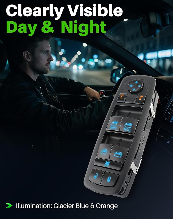 Dacall Master Power Window Switch Fits for Dodge Durango 2016-2022, Jeep Grand Cherokee 2016-2021, Front Left Driver Side Control Door and Windows, Replaces 68289802AA, 68289802AB, 68319802AA