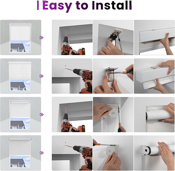 Astomi Motorized Roller Shades for Windows, Blackout Automatic Blinds with Remote, Smart Blinds, Voice Control, Compatible with Alexa, Google, Custom Size, Jacquard Grey