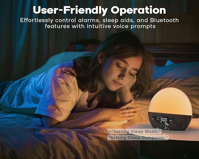 MOMILLA Sunrise Alarm Clock with Bluetooth Speaker, Alarm Clocks for Kids Adults, Dimmable Clock for Bedroom,Wake up Light Night Lights Sunset Lamp, White Noise Sound Machine for Sleep