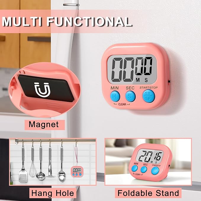 ZILLEEN Classroom Timer for Kids Teachers 2 Pack Digital Timers, White & Pink