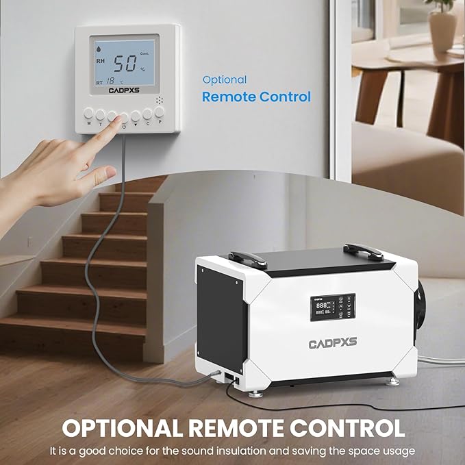 CADPXS Crawlspace Dehumidifier, 145 Pints Commercial-Grade Dehumidifier with Drain Hose for Crawl Spaces, Basements, Industrial and Water Damage Use, Large Capacity, Auto Defrost, Memory Restart, cETL