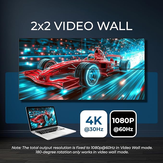 OREI 4K 3x3 Video Wall Controller – HDMI & USB-C Video Wall Processor, 1080p Output per Screen, Multi-Layout Display Modes, 180° Rotation, Bezel Control, RS-232, Audio Extraction