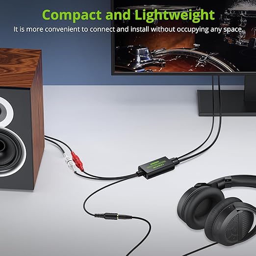 LiNKFOR 192kHz DAC Converter Digital to Analog Converter Digital Optical SPDIF Toslink to Analog Stereo Audio RCA L/R Audio Adapter with Optical Cable for HDTV (SPDIF to RCA+3.5mm Converter)