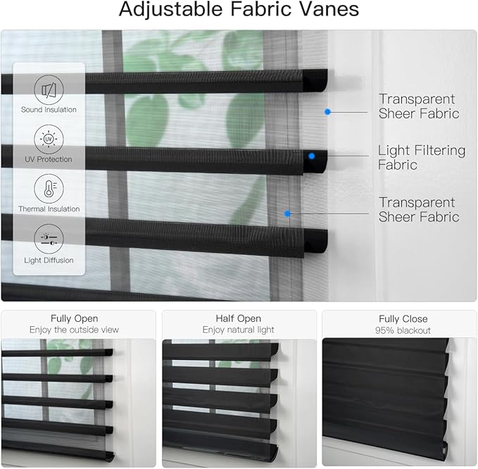Tokblind Motorized Sheer Shade with Remote Control, Light Filtering Electric Roller Blind Compatible with Alexa via Hub, Rechargeable Smart Window Shade Custom Size (Light Filtering Black)
