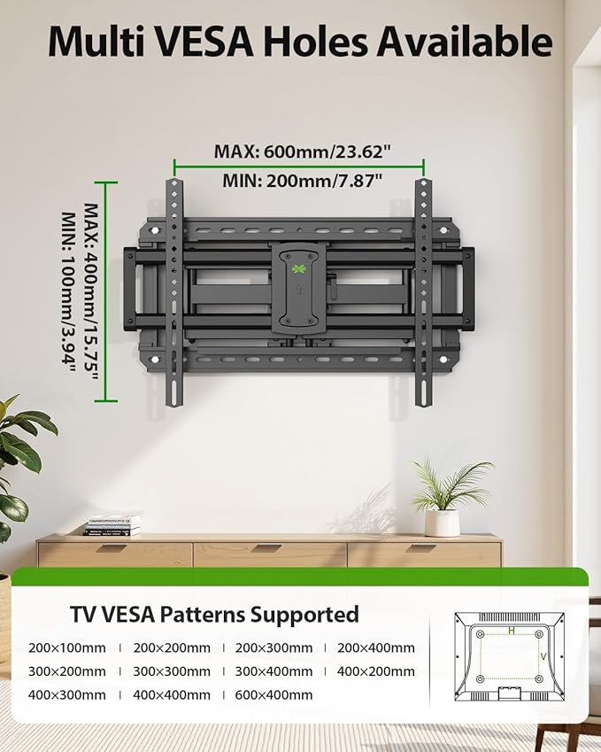 USX MOUNT Full Motion TV Wall Mount for Large TVs 42-97 Inch up to 150 lbs, Wall Mount TV Bracket with Swivel and Tilt, Fits 16",18", 24" Wood Studs, Max VESA 600x400mm Fit 65+ 75+ 85 86 90 TVs XML025