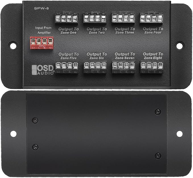 SPW8 Whole House Audio 8-Zone Speaker Distribution Panel Single Audio Input 300W Per Channel - OSD Audio