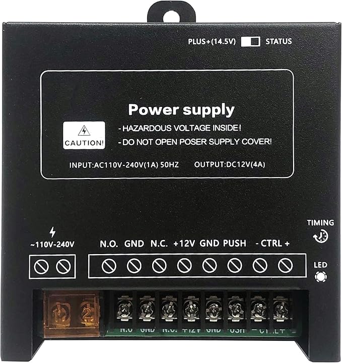 Waterproof Fingerprint Door Access Control System kit, Includes a 1200LB Magnetic Lock,RFID keypad, remotes, exit Button, Entry keypad, and a 110V AC to 12V DC Power Supply (Fingerprint-1200LB Kits)