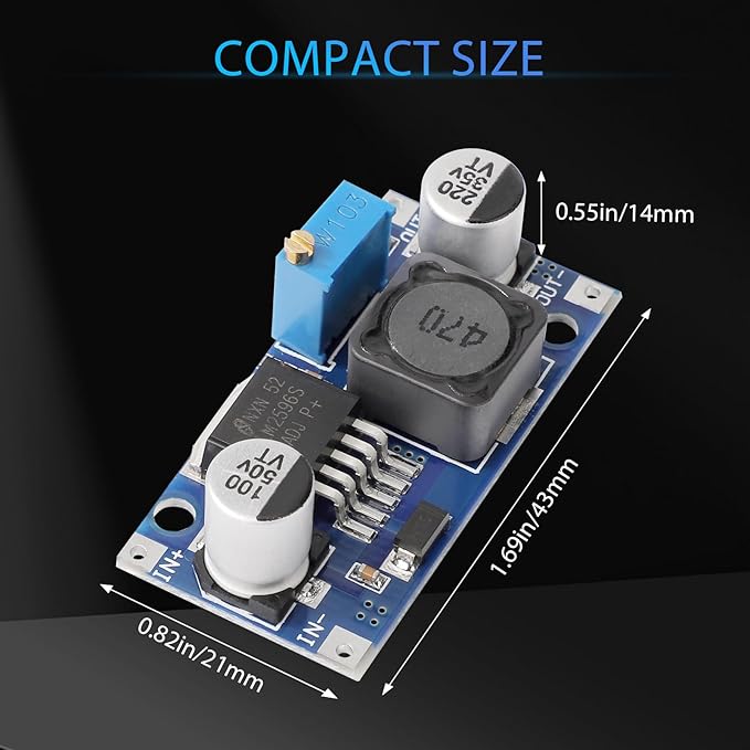 DROK LM2596 Buck Converter, Pack of 20 DC to DC Buck Converter Adjustable Voltage Regulator 3.2-35V to 1.25-34V
