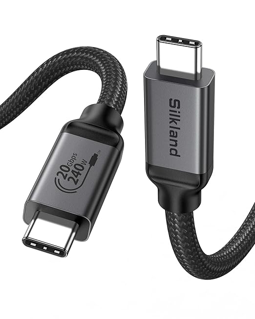 Silkland USB 4 Cable Long for Thunderbolt 4 Cable 16.5FT/5M, 20Gbps Data Sync, 5K/4K@60Hz, 240W Charging, USB C Thunderbolt Cable, Compatible for MacBook, Monitor, Dock, iPhone 17, VR Headset, Camera