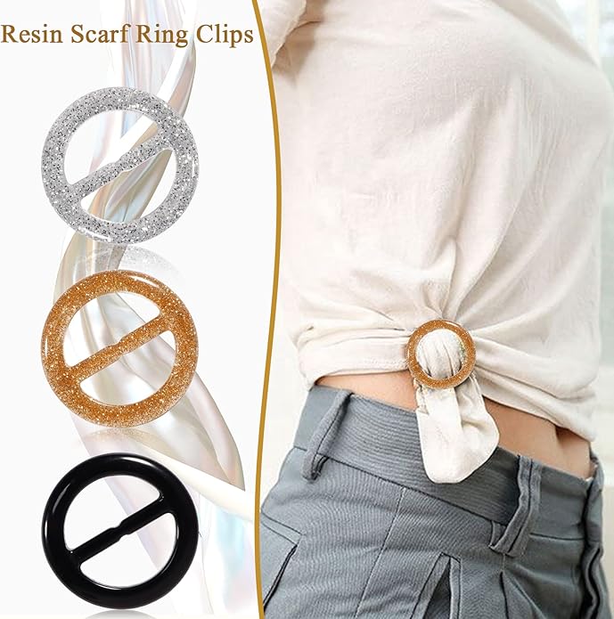 T-Shirt Clips 9 PCS, Clothes Corner Knotted Button, Fashion Alloy Pearl Rhinestone Circle Clip Buckle Round Shirt Silk Scarf