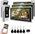 Wired Smart Video Apartments Intercom System,10 Inch Monitors with 1080P Doorbell Camera,3-in-1 Unlocking,TUYA WiFi Door Phone Kits, Ideal for Villas & Homes (2 doorbell + 3 Monitor)