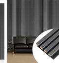 NeatiEase Wood Wall Panels, 9 Feet Acoustic Slat Wall Panels for Interior Wall Decor and Noise Reduction, Decorative Slat Wall Paneling, Dark Gray Oak, 4-Piece