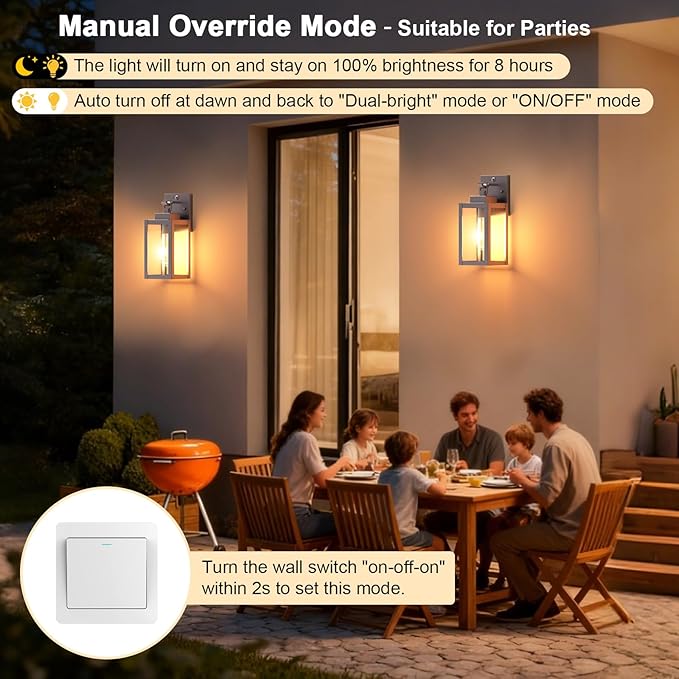 LTBLIGHT 2-Pack Motion Sensor Porch Lights Outdoor, Farmhouse Brown Dusk to Dawn Exterior Lighting Fixtures with 3 Modes, Waterproof Wall Lanterns for House, Backyard, Entryway, Garage