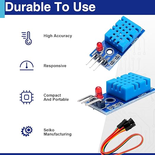 6 Set Digital Temperature and Humidity Sensor Modules, Compatible with DHT11, 3.3V–5V Sensors for Arduino with Dupont Wires