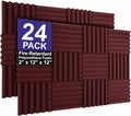 Foam Factory Inc 24 Pack Color Acoustic Foam Panel Studio Soundproofing Wedge Wall Tiles 12” X 12” X 2” (Burgundy)