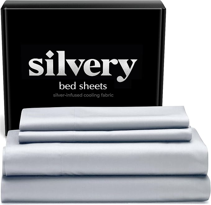 Silvery Silver Infused Bed Sheets Set - Award-Winning Self-Cooling Fabric with Self-Cleaning Silvery Technology™ That Stays Fresh 3X Longer for Hygienic Sleep (Gray, King)