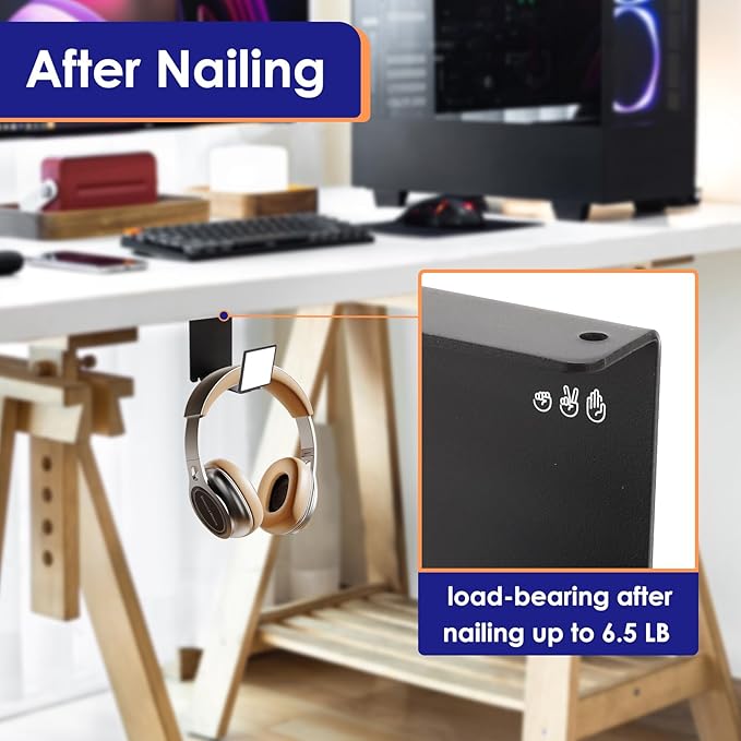 VKheroKV HC128 Headphone Holder Hanger for Desk, Include Adhesive Strips, Universal Headset Stand for PS4/PS5/Xbox/PC/Mac/Headphones Game Controller Hanger (Including 4 Types)