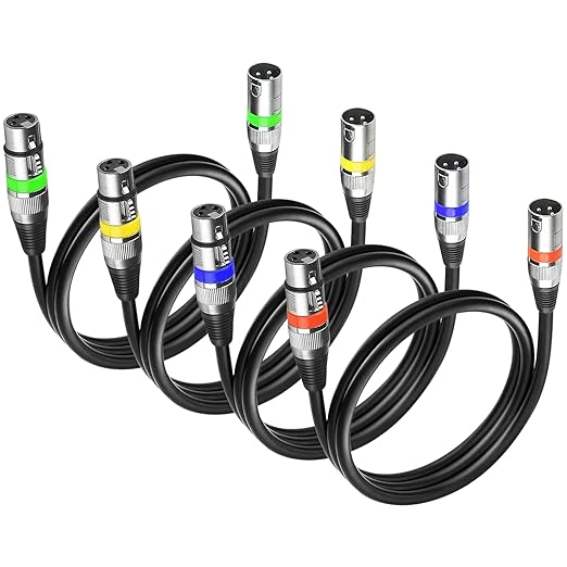MAD OWL 4 Pack DMX Cables - 1.2m & 3ft XLR Male to Female, Short & Long Stage Light DMX Signal Connection