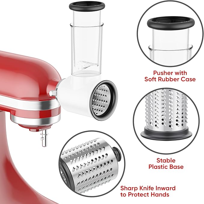 Slicer Shredder Attachments for KitchenAid Stand Mixers, Cheese Grater for Kitchenaid, Salad Maker, Food Slicer by InnoMoon