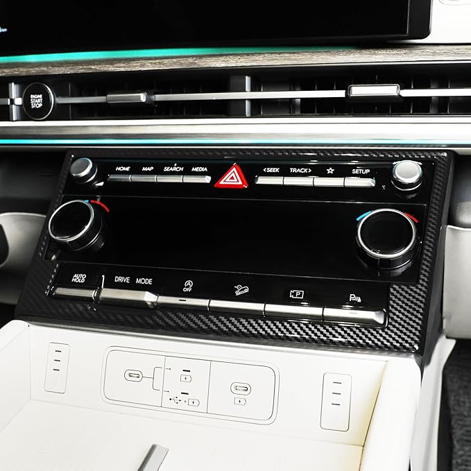 YOUTOOCAR Climate Control Panel Trim Frame Cover Compatible with Hyundai Santa Fe 2024–2025 Accessories (Carbon Fiber Pattern)
