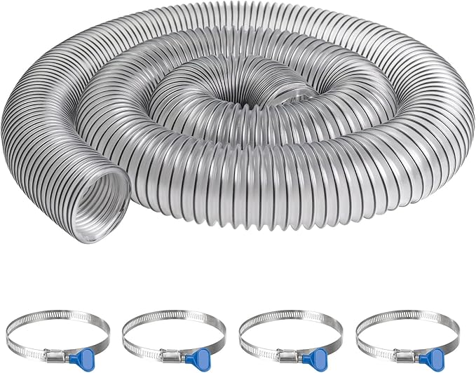 2-1/2"x10'PVC Dust Collection Hose,2-1/2"Dust Collector Hose for Woodworking,Workshops,Wood Shop Dust Collection System,2.5Inch PVC Clear Flexible Hose for Extract Dust Debris Fume w/Carbon Steel Wire