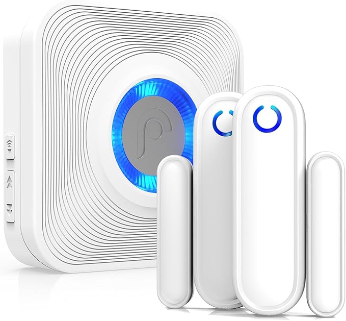 Fosmon WaveLink Wireless Door Chime with 500 Feet Range, 58 Tunes, 5 Volume Levels & LED Indicators for Home/Business/Office (1 Receiver + 2 Sensors)