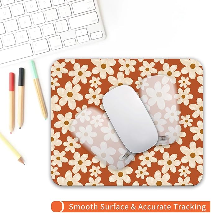 Armanza Square Mouse Pad Cute Flowers, Personalized Premium-Textured Custom Mouse Mat Design, Washable Mousepad Cloth, Non-Slip Rubber Base Computer Mouse Pads for Wireless Mouse