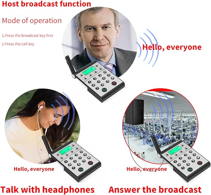 Eujgoov 1000m Distance Wireless Intercom Phone Hands Intercom System Intelligent Networking for Home, Business Office, Classroom, Telephone Audio (Black)