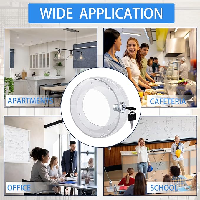 2 PC Round Baby Safety Thermostat Lock Case with Key,Thermostat Cover Universal Lock Case Clear Wall Guard Fits Round Nest Thermostat(3.5x3.5x1.9 in) or Smaller
