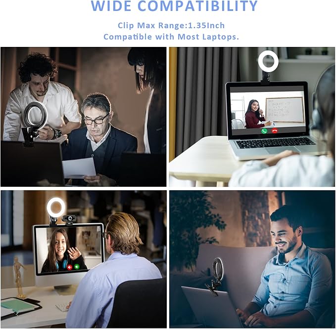 Cyezcor Video Conference Lighting Kit， Clip on Light Reading Lights， Ring Light, 360 ° Flexible Gooseneck Bed Night Light ，Computer Laptop Video Conferencing