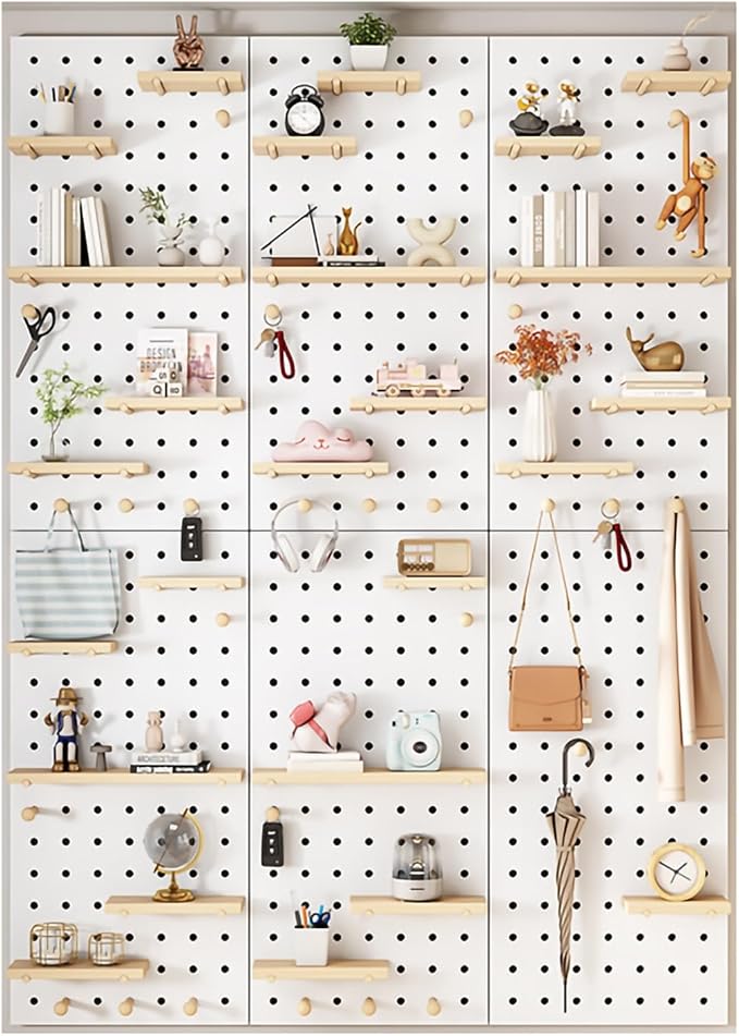 Wooden Wall Organizer Kit - Versatile Display Panels for Bedroom, Office, Bathroom - Wall-Mounted Storage Solution (Natural, 60x120CM)
