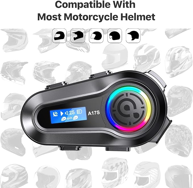 SUOOKC Motorcycle Bluetooth Headset 2 Riders Intercom Headphone Motorcycle Helmet Speakers with Noise Cancellation&Music Sharing for Motorcycling Riding Skiing Climbing