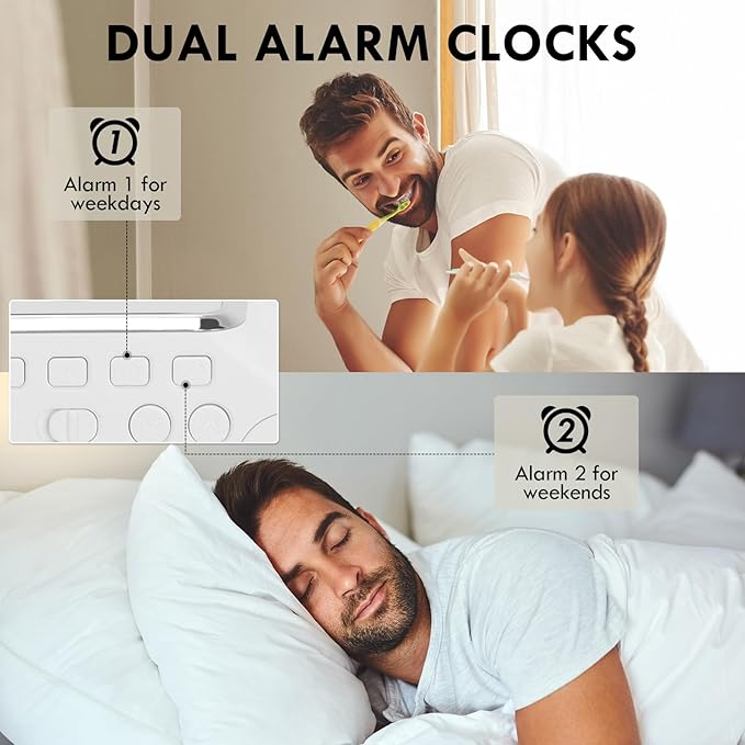 GuDoQi Sunrise Alarm Clock with Fast Wireless Charger Station and Bluetooth, Full Screen with Sunrise Simulation Light, Sleep Aid, Dual Alarms, FM Radio, More Than 10 Colors Nightlight for Bedrooms